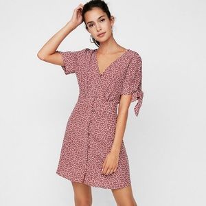 Express tie sleeve button down dress